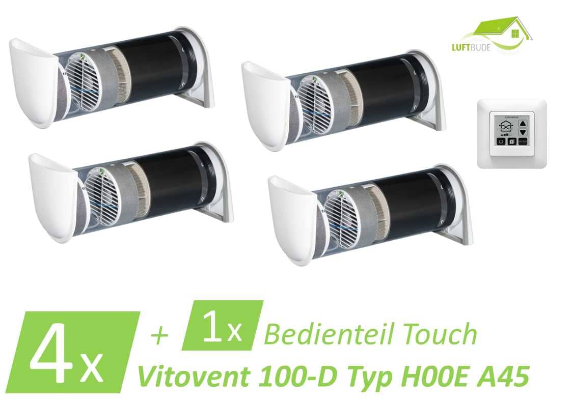4x Viessmann Vitovent 100-D Typ H00E A45 + 1x Bedienteil Touch Lüftungsset