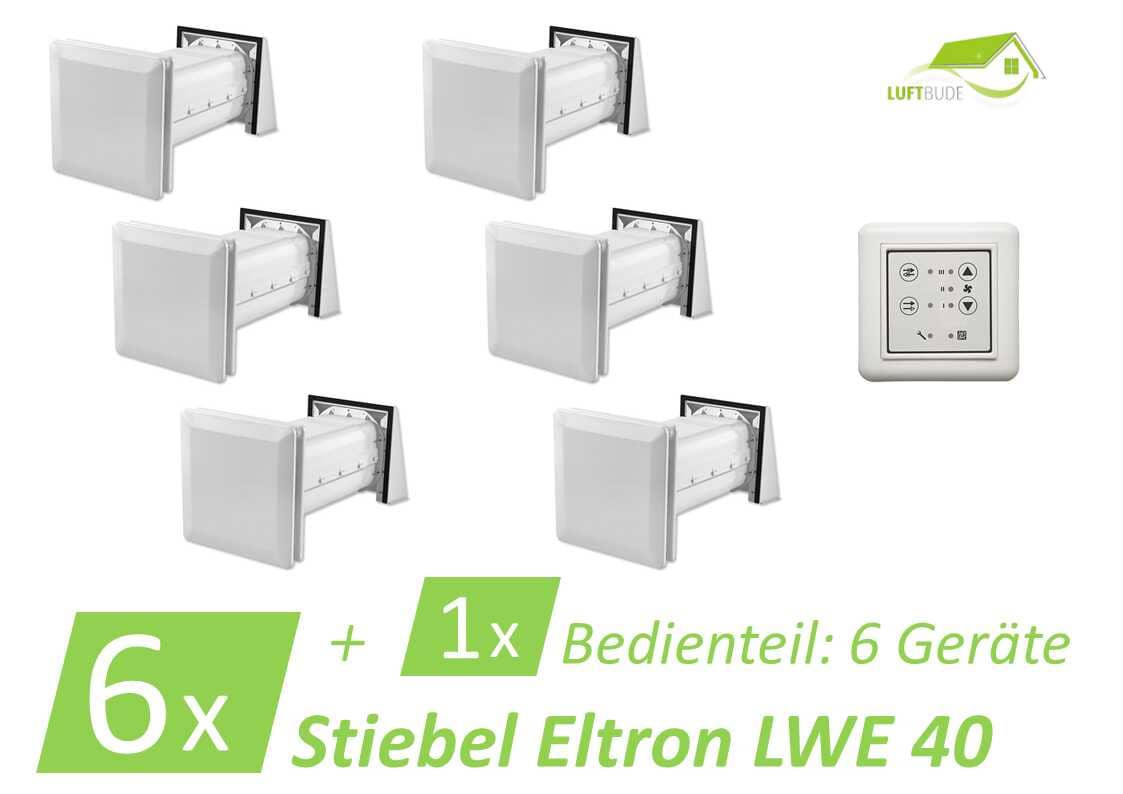 6x Stiebel Eltron LWE 40 Kompaktlüftungsgerät + Bedienteil im Lüftungsset
