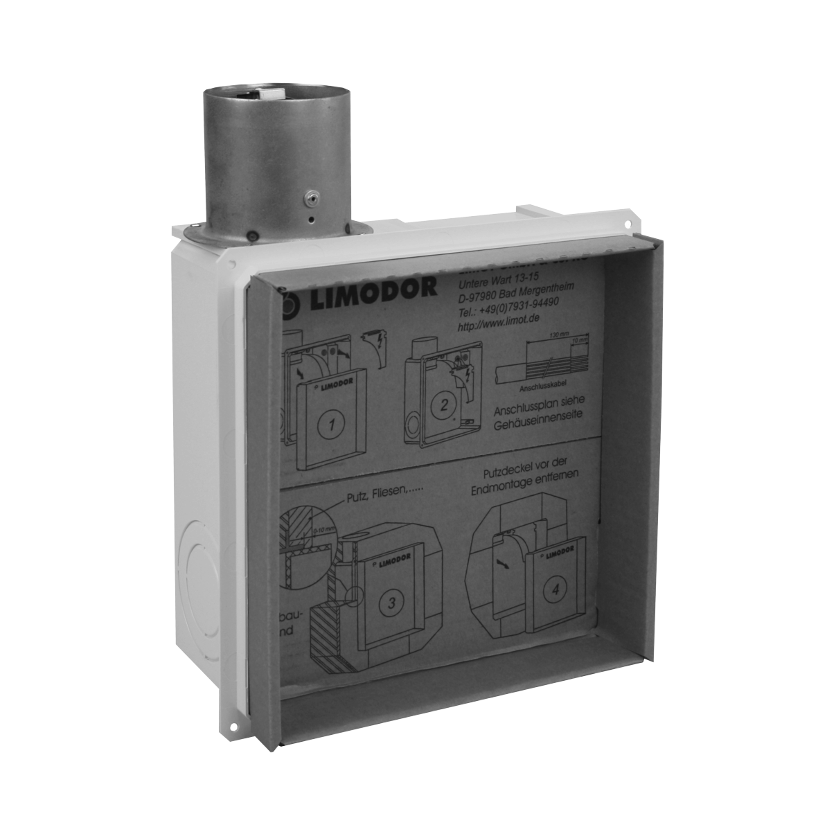 Limodor Einbaukasten compact-K-D Ausblas seitlich NW80 - Werksartikel-Nr: 83000