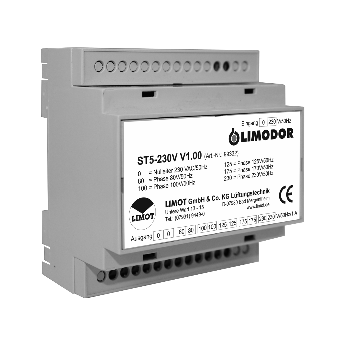 Limodor 5-Stufen-Trafo ST5-230V Steuerung f. AC-Motoren - Werksartikel-Nr: 99332