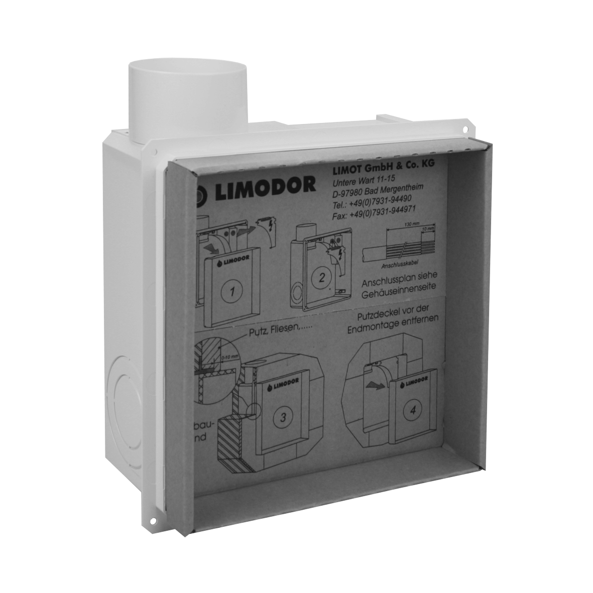 Limodor Einbaukasten compact Ausblas seitlich, NW80 - Werksartikel-Nr: 80000